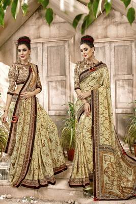 Multicolor Abstract Print Cotton  Saree With Blouse 1