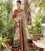 Multicolor Abstract Print Cotton  Saree With Blouse