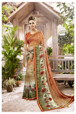 Multicolor Abstract Print Cotton  Saree With Blouse 1