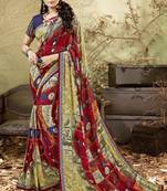 Multicolor Abstract Print Georgette Saree With Blouse