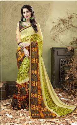 Multicolor Abstract Print Georgette Saree With Blouse 1