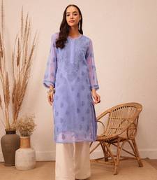 Georgette Mauve Chikankari Kurta Set