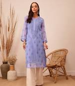 Georgette Mauve Chikankari Kurta Set