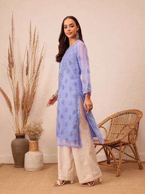 Georgette Mauve Chikankari Kurta Set 3