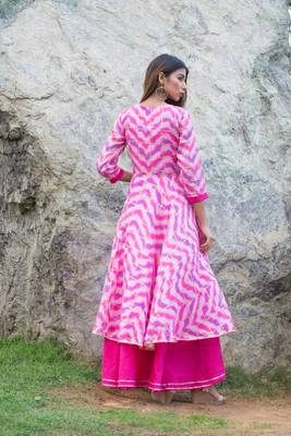 Pink Shibori Rajputi Style Gown 2