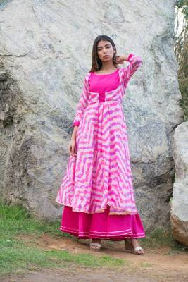 Pink Shibori Rajputi Style Gown 1