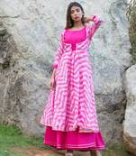 Pink Shibori Rajputi Style Gown