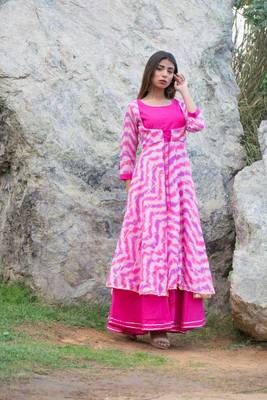 Pink Shibori Rajputi Style Gown 3