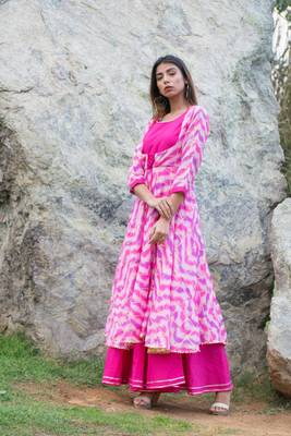 Pink Shibori Rajputi Style Gown 4