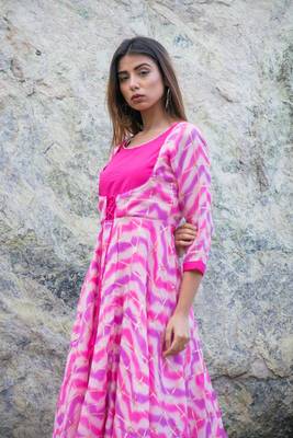 Pink Shibori Rajputi Style Gown 5