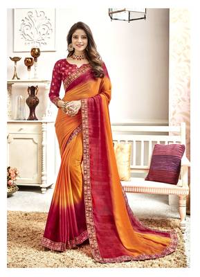 Multicolor Abstract Print Georgette Saree With Blouse 1