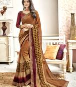 Multicolor Abstract Print Georgette Saree With Blouse