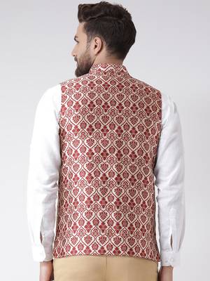 Maroon Woven Polyester Nehru Jacket 4