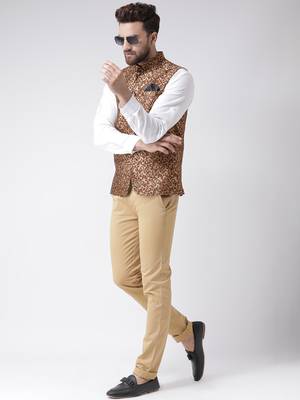 Brown Woven Polyester Nehru Jacket 2