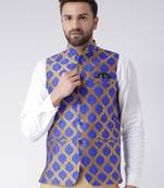 Brown Woven Polyester Nehru Jacket