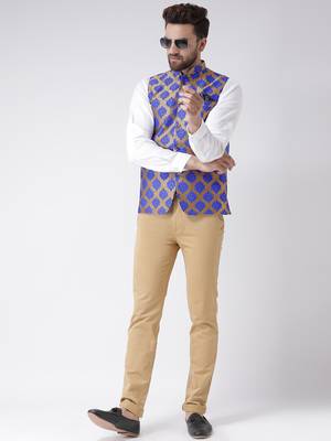 Brown Woven Polyester Nehru Jacket 2