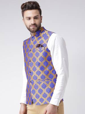 Brown Woven Polyester Nehru Jacket 3