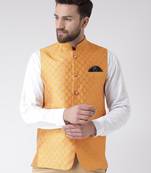 Yellow Woven Polyester Nehru Jacket