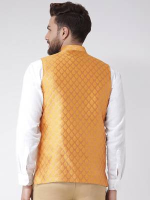 Yellow Woven Polyester Nehru Jacket 4
