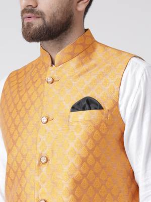 Yellow Woven Polyester Nehru Jacket 5