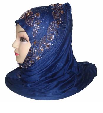 Dark Blue Plain Cotton Hijab 2