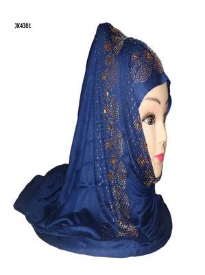 Dark Blue Plain Cotton Hijab 3