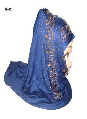Dark Blue Plain Cotton Hijab 5