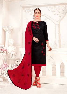 Black embroidered cotton salwar with dupatta 1