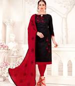 Black embroidered cotton salwar with dupatta