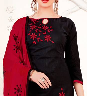 Black embroidered cotton salwar with dupatta 2