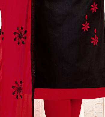 Black embroidered cotton salwar with dupatta 3