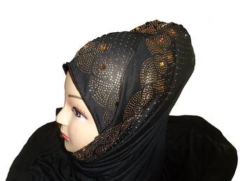 Black Plain Cotton Hijab 5