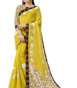 Yellow Abstract Print Georgette Saree With Blouse