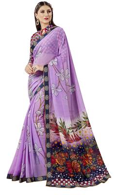 Multicolor Abstract Print Georgette Saree With Blouse 1