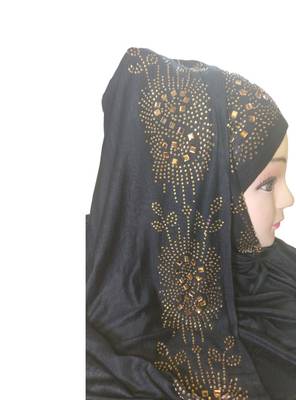 Black Plain Cotton Hijab 5