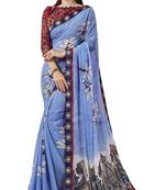 Multicolor Abstract Print Georgette Saree With Blouse