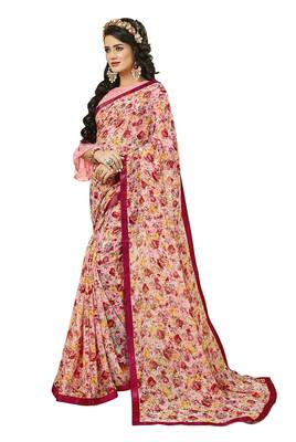 Multicolor Abstract Print Georgette Saree With Blouse 1