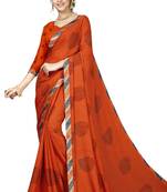 Orange Abstract Print Georgette Saree With Blouse