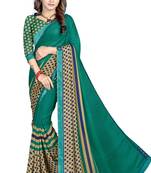 Turquoise Abstract Print Georgette Saree With Blouse