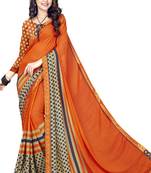 Orange Abstract Print Georgette Saree With Blouse