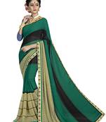 Green Abstract Print Georgette Saree With Blouse