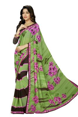 Multicolor Abstract Print Georgette Saree With Blouse 1
