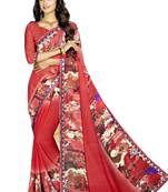 Multicolor Abstract Print Georgette Saree With Blouse
