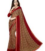 Red Abstract Print Georgette Saree With Blouse