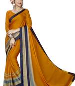 Orange Abstract Print Silk Blend Saree With Blouse