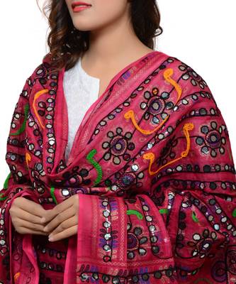 Multicolor embroidered cotton stole and dupattas 4