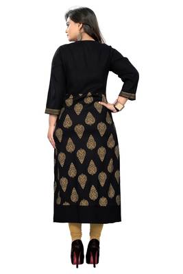 Black block print rayon kurti 2