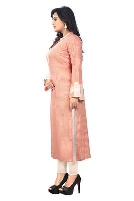 Peach printed rayon kurti 3