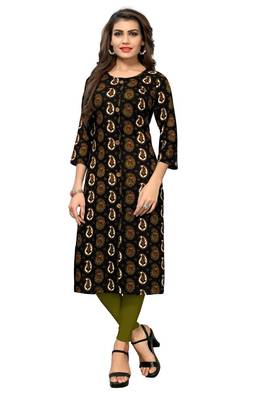 Black printed  rayon kurti 1