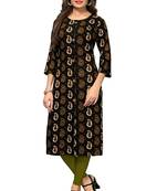 Black printed  rayon kurti